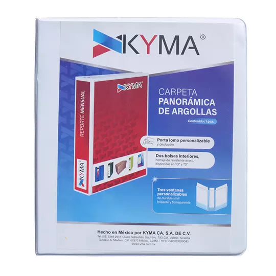 Carpeta panoramica KYMA carta cubierta m ate herraje en "O" de 0.5 pulgada