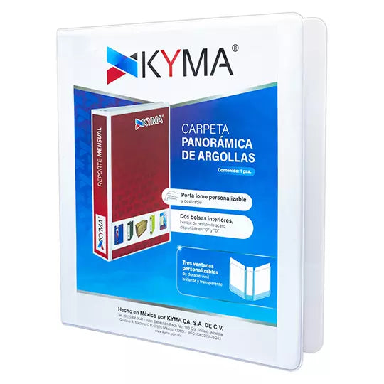 Carpeta panorámica KYMA carta blanca her raje en "D" de 1 pulgada