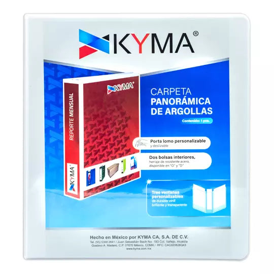 Carpeta panorámica KYMA carta blanca her raje en "O" de 1 pulgada