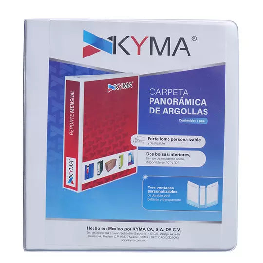Carpeta Panorámica KYMA carta blanca cub ierta mate herraje "O" 1 pulgada