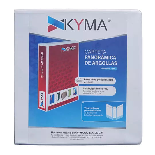 Carpeta Panoramica KYMA Carta Blanca Cub ierta Mate Herraje en "D" 2 Pulgadas