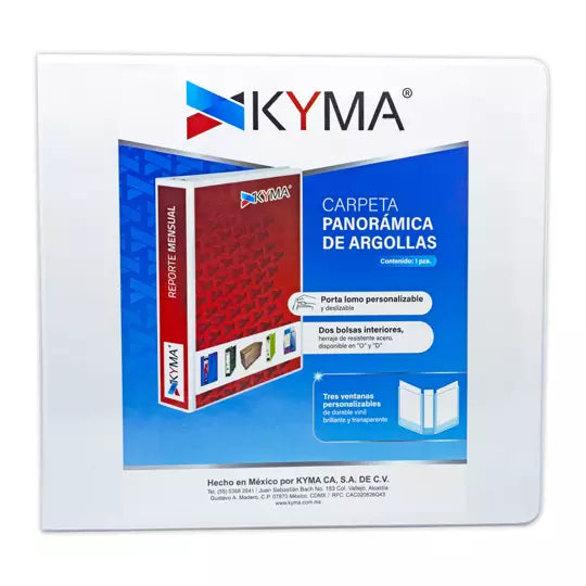 Carpeta Panorámica KYMA carta blanca her raje en "D" de 4 pulgadas