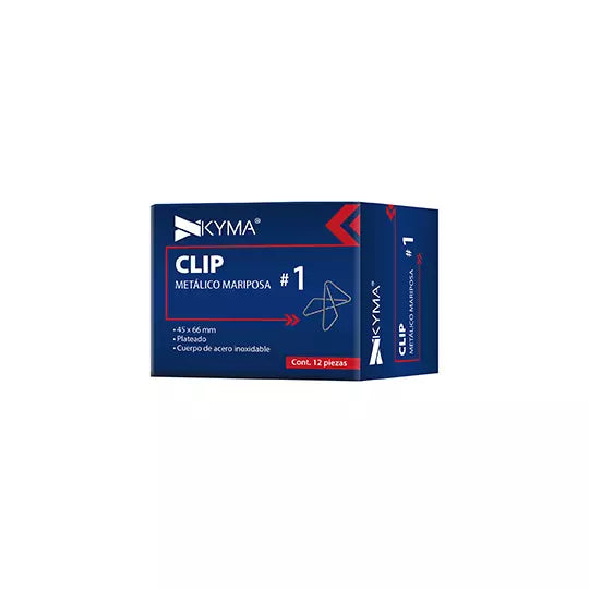 Clip metálico kyma mariposa no.1 c/12 pz s 45x66mm
