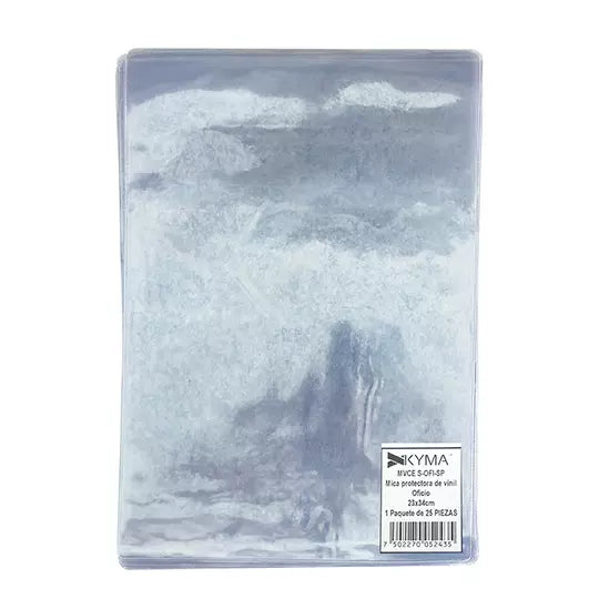 Mica Vinil Escolar KYMA transparente 23x 34 sin perforación paquete con 25 pie