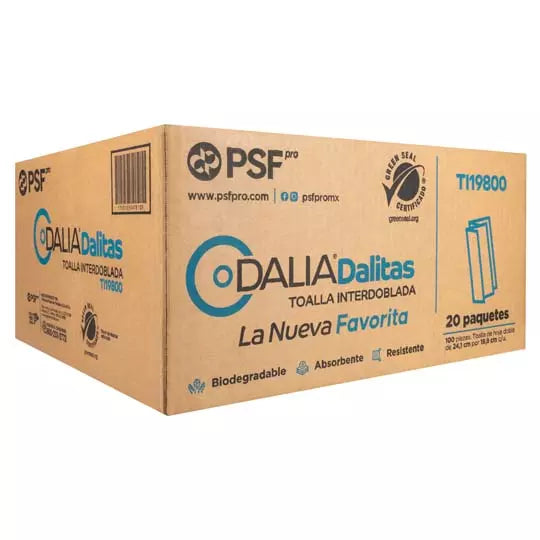 Toalla interdoblada Dalia, dalitas caja c/20 paq de 100 hjs c/u