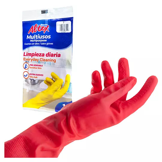 Guantes de hule Altex color rojo, N. 7 .