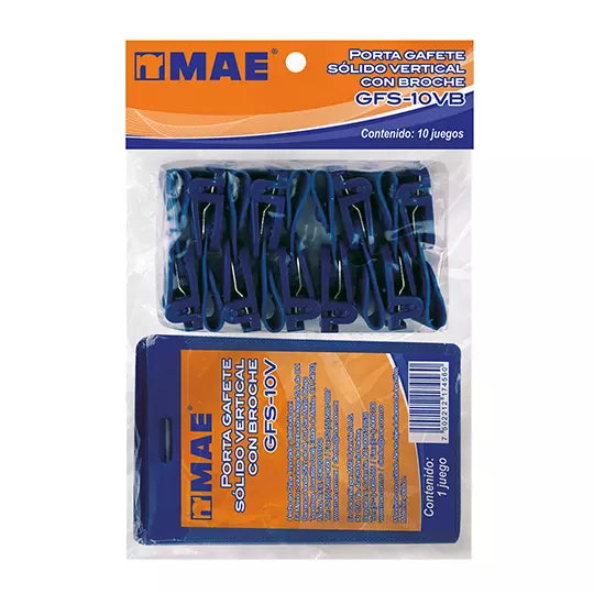 Porta gafete azul vertical MAE blister c on 10 piezas