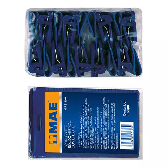 Porta gafete azul vertical MAE caja con 50 piezas