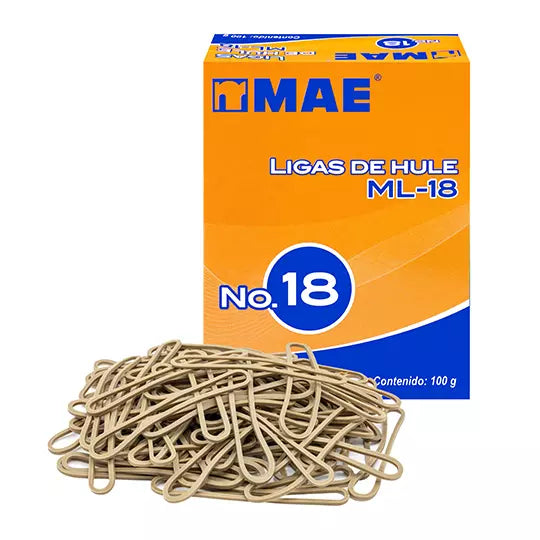 Liga de hule mae no. 18 caja con 100grs .