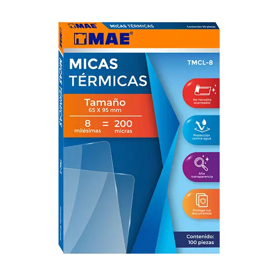 Mica Térmica marca MAE tamaño 6.5 x 9.5 cm 8 milésimas
