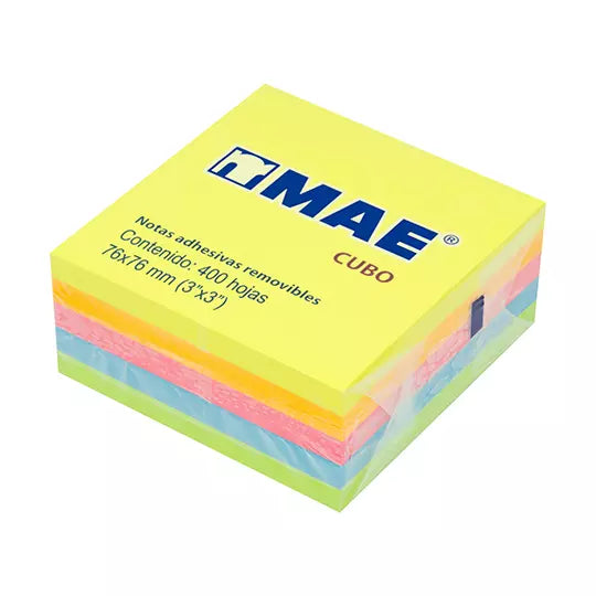 Block de notas adhesivas colores neon 3x 3 mae