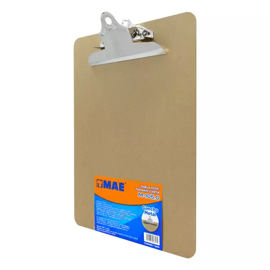 Tabla mae compuesta de fibracel mdf tama ño carta con gancho de metal