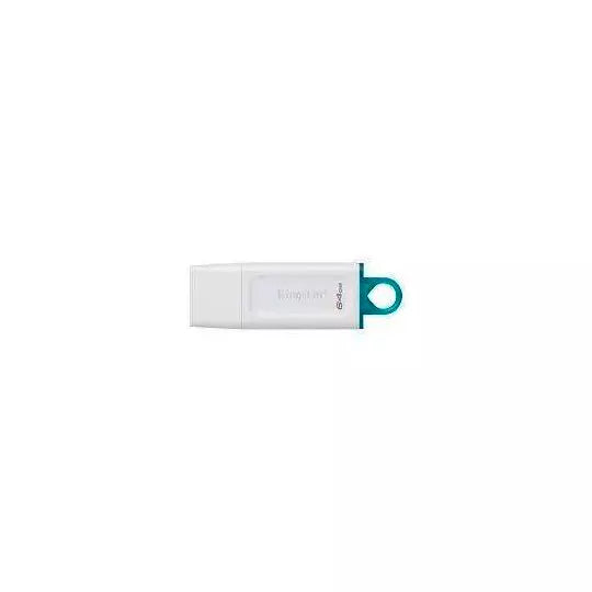 USB MEMORIA KINGSTON 64GB DT EXODIA BLANCO/ANILLO AZUL TRANSPARENTE