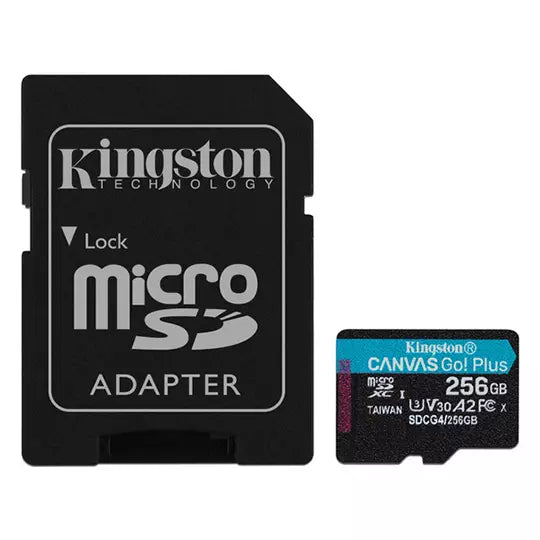 Kingston Tarjeta De Memoria MicroSD, Canvas Go Plus Gen4, Capacidad: 256GB, 4K, Clase 10, UHS-I, U3, V30, A2 Lectura: 200MB/s y Escritura: 160MB/s, SKU: SDCG4/256GB