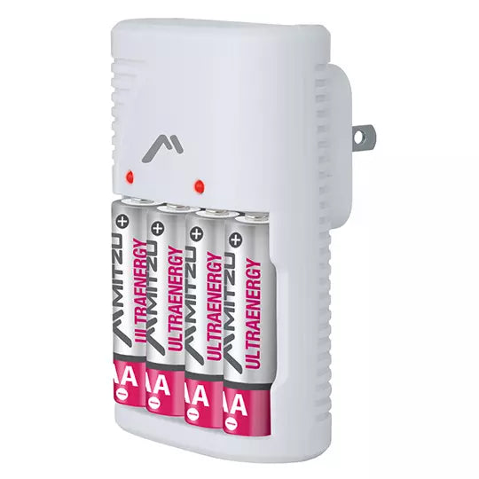 Cargador de pilas MITZU de clavija para pilas AA, AAA,9v 2500 mAh incl. 4 pilas