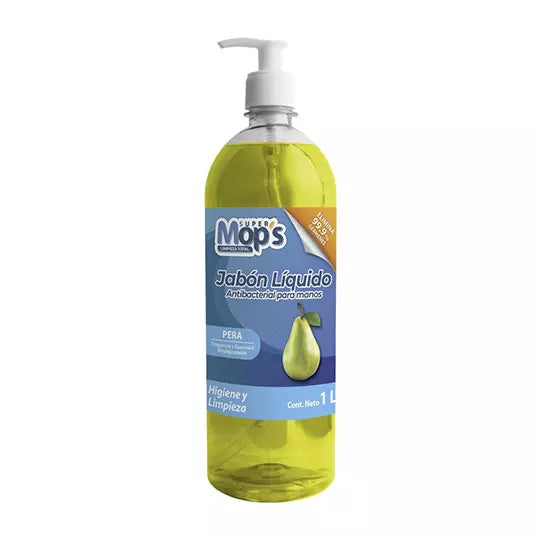 Jabón líquido manos antibacterial SUPERM OPS dulce aroma pera, dispensador 1 L