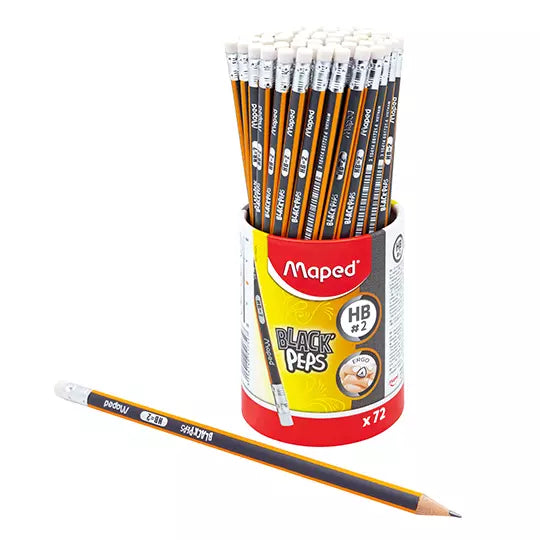 Lápiz de grafito black peps Maped con 72 piezas Lápiz HB no. 2 forma triangular