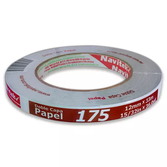 Cinta doble capa papel uso 175 Navitek 1 2 mm x 33 m