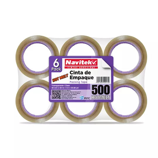 Cinta de empaque uso 500 Navitek transpa rente 48 mm x 50 m empaque con 6 piezas