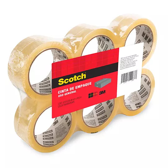 Cinta empaque transparente 3M Scotch 550 Medidas: 48 mm x 100 m 6 piezas