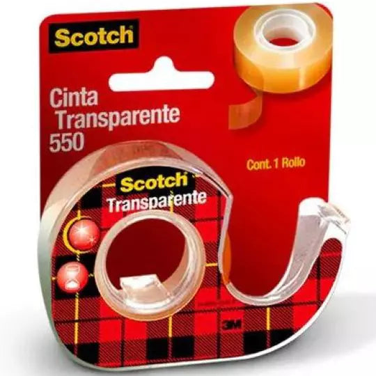 Cinta transparente 3M Scotch 550 Medida s: 12 mm x 30 m 1 pieza con despachador