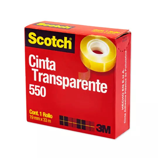 Cinta transparente 3M Scotch 550 Medidas : 19 mm x 33 cm 1 pieza