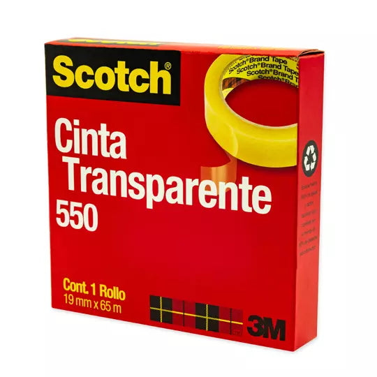 Cinta transparente 3M Scotch 550 Medidas : 19 mm x 65 cm 1 pieza