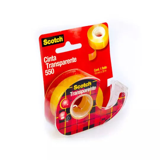 Cinta transparente 3M Scotch 550 Medida s: 19 mm x 30 m 1 pieza con despachador