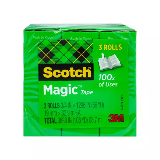Cinta mágica 3M Scotch 810 Medidas: 19 m m x 32.9 m 3 piezas