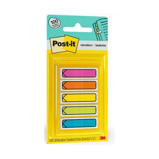Banderitas adhesivas Post-It 684-ARR2 co lores neón 5 blocks c/20 banderitas