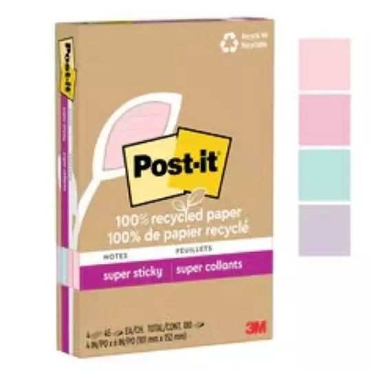 Notas adhesivas Post-It 4621R-4SSNRP ray ado 4 x 6 pulgadas 4 blocks c/ 45 hojas