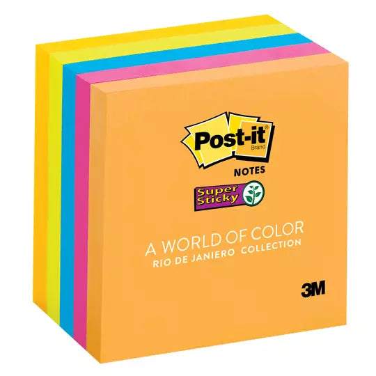 Notas adhesivas Post-It 654-5SSUC Río de Janeiro 3 x 3 pulg 5 blocks c/90 hojas