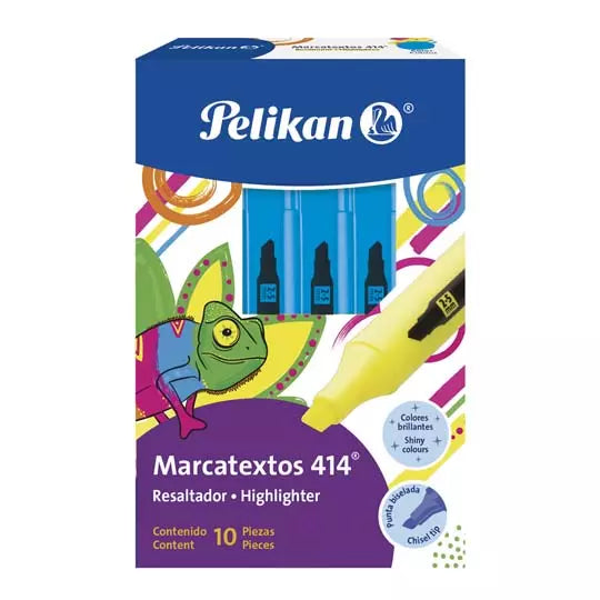 Resaltador de texto Pelikan 414 color az ul caja con 10 piezas