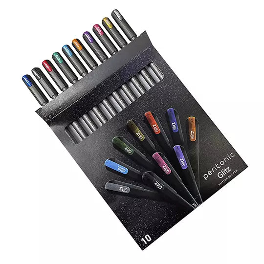 Bolígrafo de gel mediano Pentonic Glitte r 1.0 mm colores surtidos caja c/10 pzs