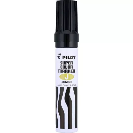 Marcador permanente Jumbo Pilot punta ci ncel hasta 12.5 mm, negro, caja c/12 pzs