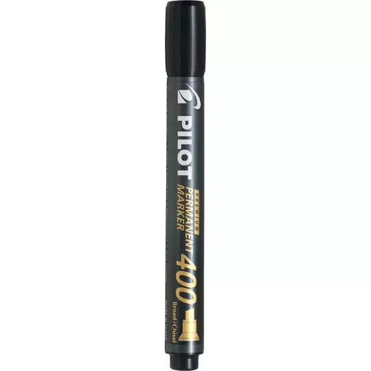 Marcador permanente 400 Pilot punta cinc el, color negro, caja con 12 piezas