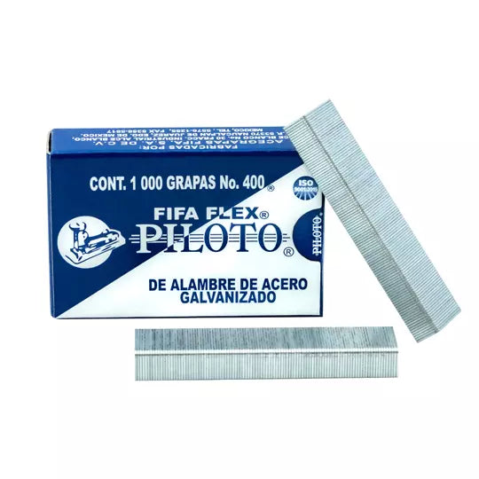 Grapas estándar 26/6 Pilot FIFA Flex No. 400 caja con 1,000 grapas