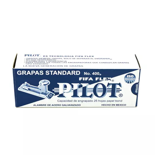 Grapas estándar 26/6 Pilot FIFA Flex No. 400 caja con 5,040 grapas