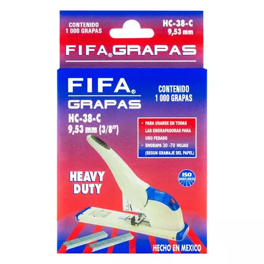 Grapas de uso pesado 3/8 FIFA Heavy Duty HC-38-C caja con 1,000 grapas