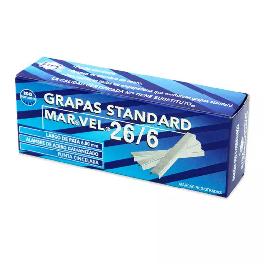 Grapas estándar 26/6 MarVel Pilot caja c on 5,000 grapas