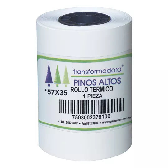 Rollo de papel térmico Pinos Altos 57 x 35 mm caja con 300 rollos a granel