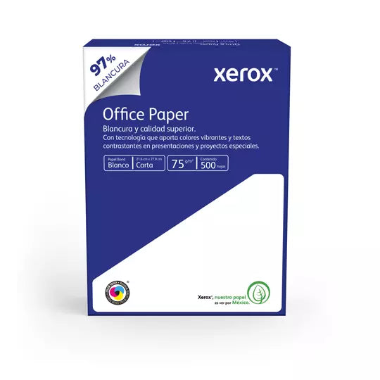 Papel Cortado Xerox Office Paper Carta Azul 75Grs 97% Blancura Caja C/5000 hojas