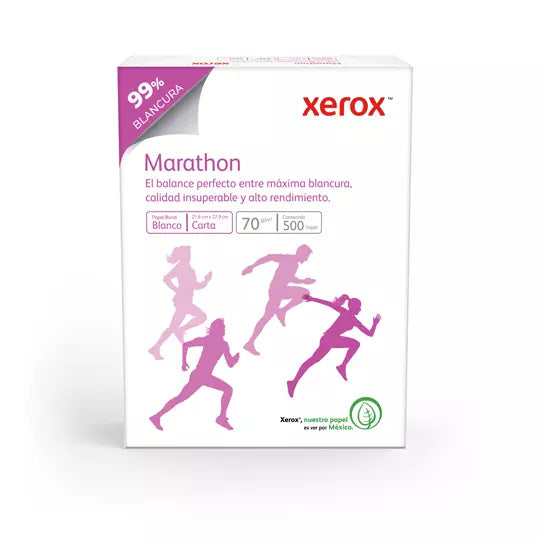 Caja de papel bond Marathon Xerox Pony t amaño carta 99% de blancura 70gr.