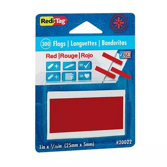 Banderitas mini Redi-Tag 0.5 x 2.5 cm co lor rojo paquete con 300