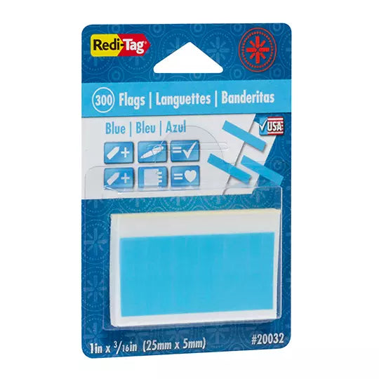 Banderitas mini Redi-Tag 0.5 x 2.5 cm co lor azul paquete con 300
