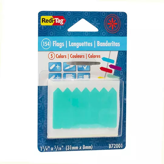 Banderitas adhesivas Redi-Tag 0.8 x 3.1 cm colores surtidos paquete con 154