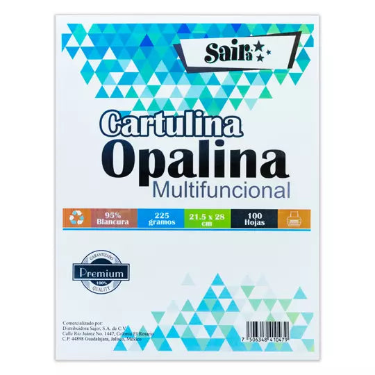 Paquete de cartulina opalina Saira de 22 5 grs tamaño carta paquete 100 hojas