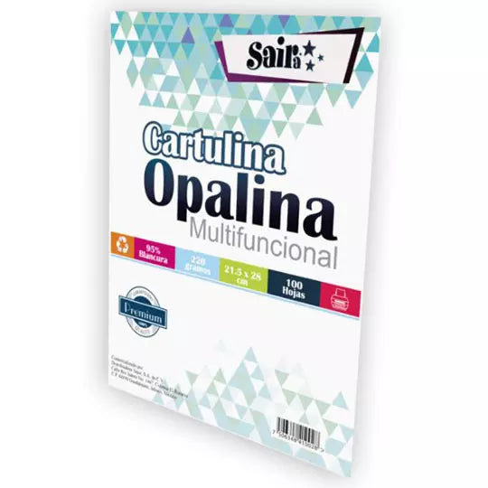 Paquete de cartulina opalina Saira de 22 0 grs tamaño carta paquete 100 hojas