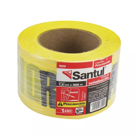 Cinta de señalización SANTUL 303 m preca ución color amarillo.