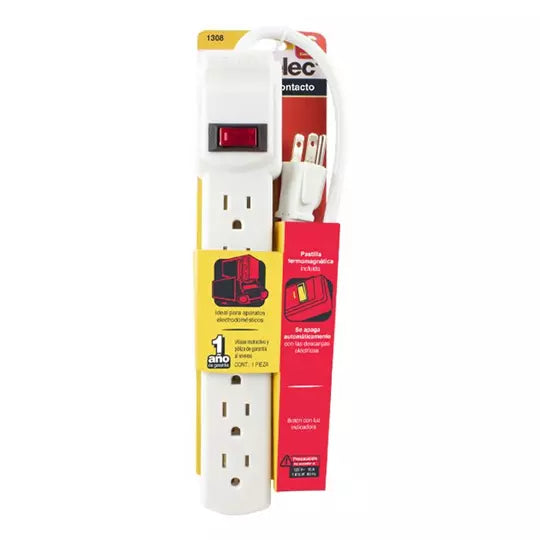 Multicontacto Santul blanco 6 entradas c /luz indicadora